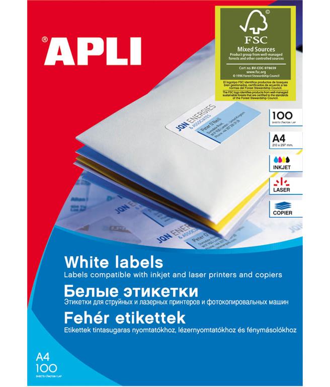 Apli Bele nalepke 70 x 25,4 mm, 33/stran