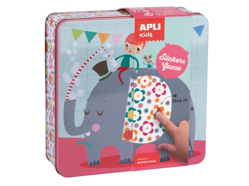Apli kids Kovinska škatla, igra z nalepkami, slon