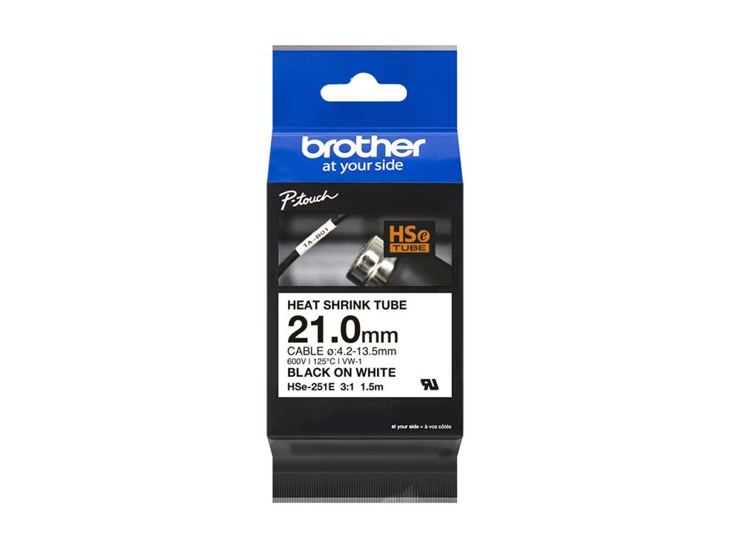 Brother HSE251E Bel/črn trak 21mm