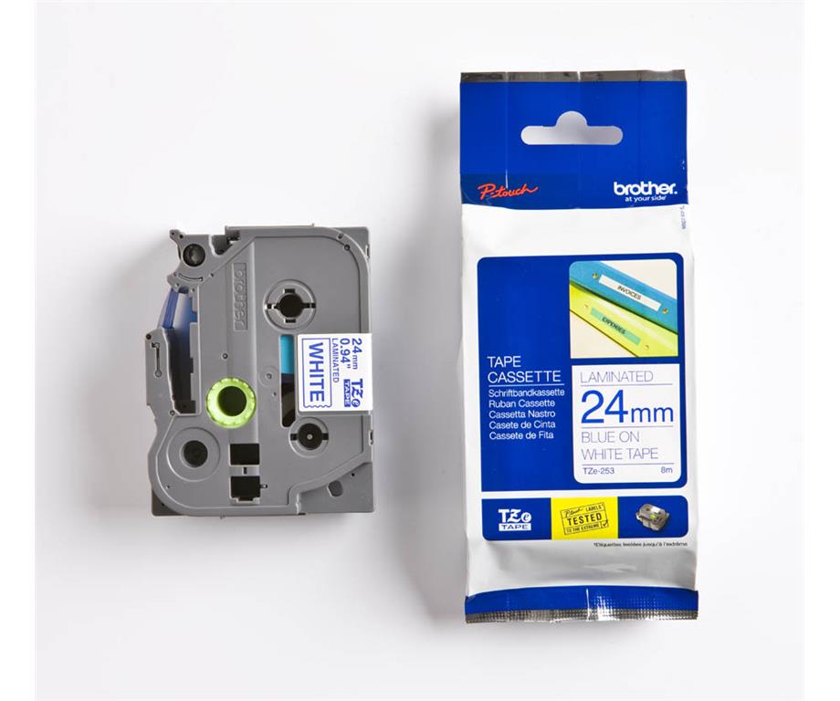 Brother TZE253 Bel/moder 24mm, trak za PT
