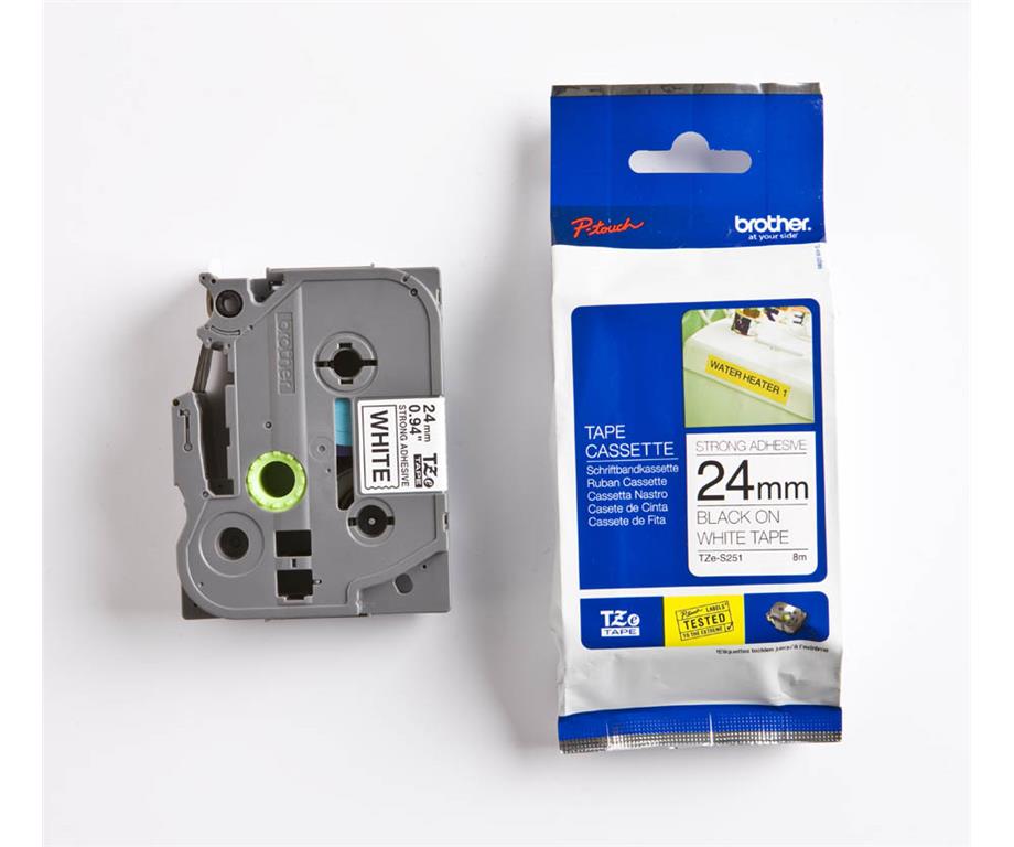 Brother TZES251 Bel/črn 24mm, trak za PT