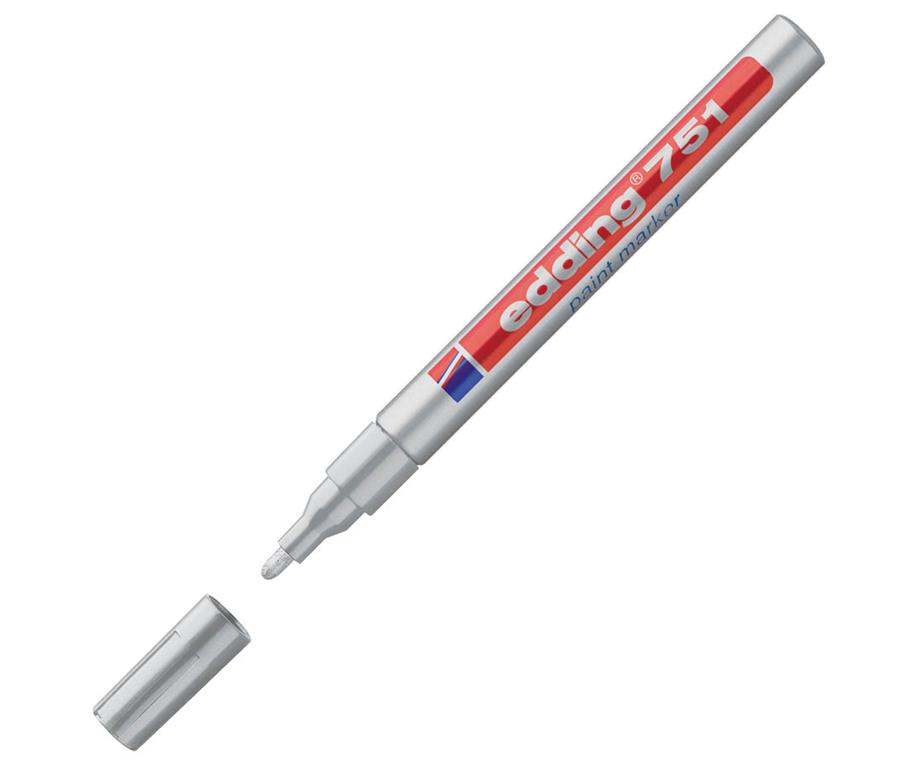 Edding Marker z lakom E-751, 1-2 mm, srebrn