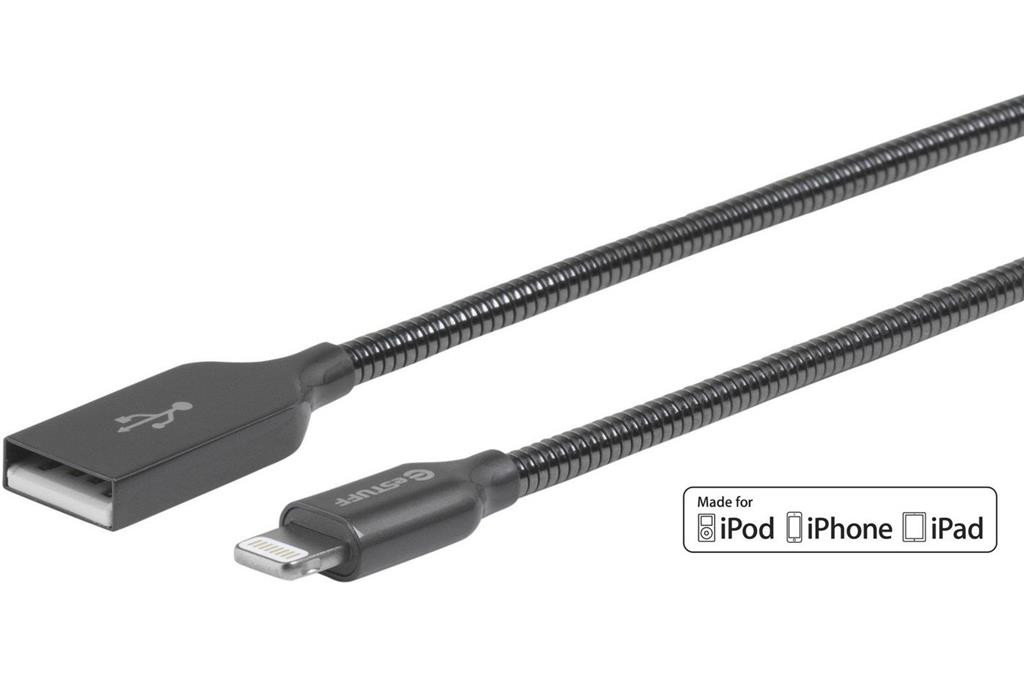 eSTUFF Kabel Lightning MFI 1,5m kovinsko siv