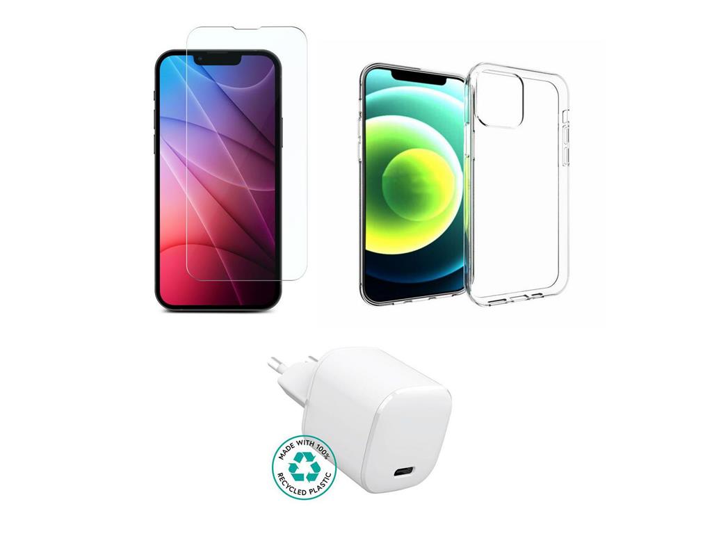 eSTUFF Komplet za iPhone 13: polnilec, ovitek