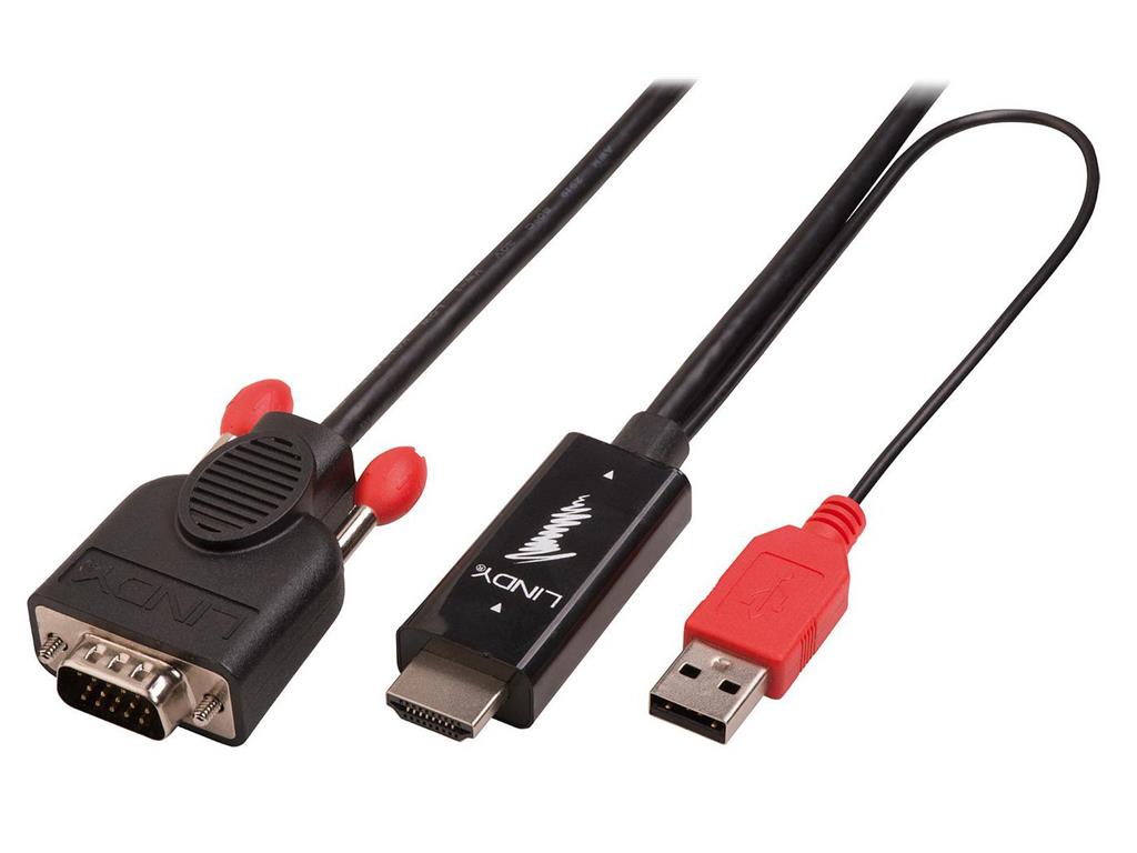 Lindy HDMI - VGA Adapterski kabel, črn