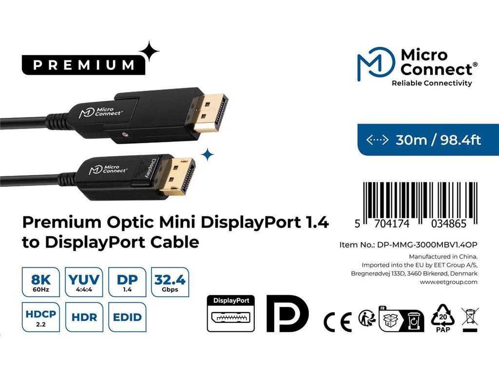 MicroConnect 8K Mini DisplayPort - DP kabel, 30m