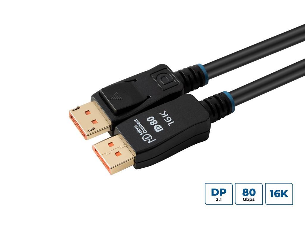 MicroConnect 16K DisplayPort 2.1 kabel 80Gbps
