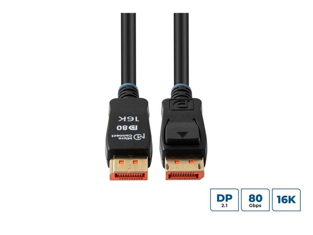 MicroConnect 16K DisplayPort 2.1 kabel 80Gbps 2m