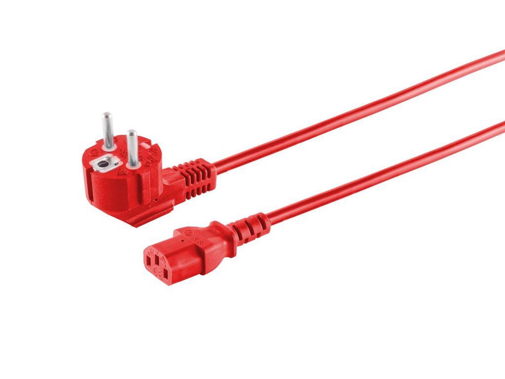 MicroConnect Napajani kabel Schuko - C13 3m Rdeč