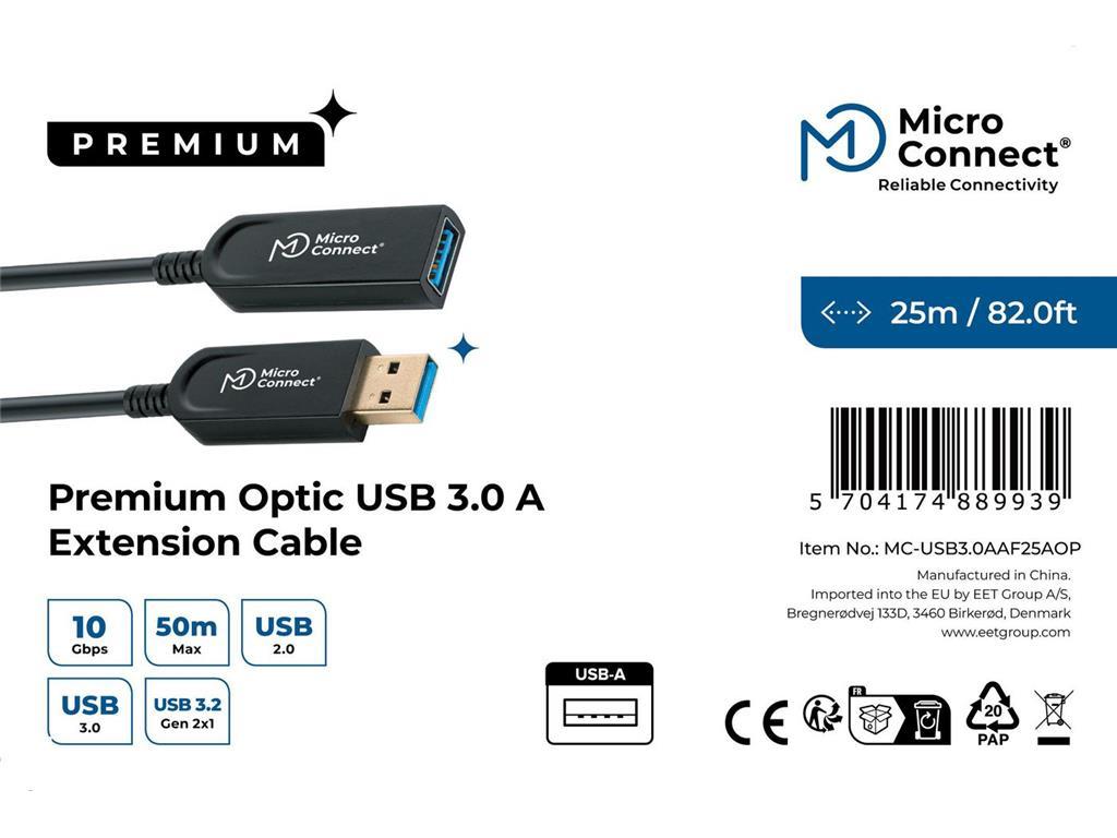 MicroConnect Optični kabel USB A-A 3.2, 25m (M-F)