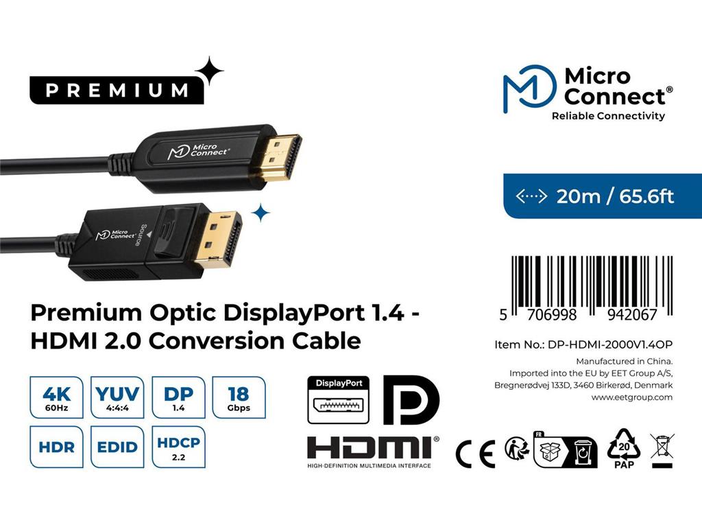 MicroConnect Kabel Premium optični DP - HDMI