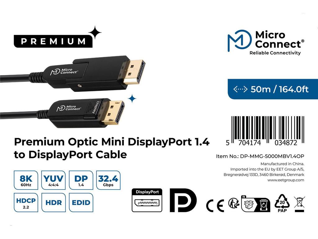 MicroConnect Mini DP - DP Kabel 8K60Hz, 50m
