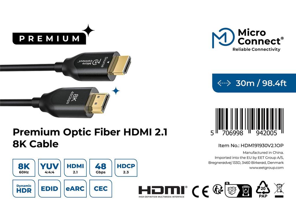 MicroConnect Premium optični aktiv. HDMI 2.1 8K, 30m