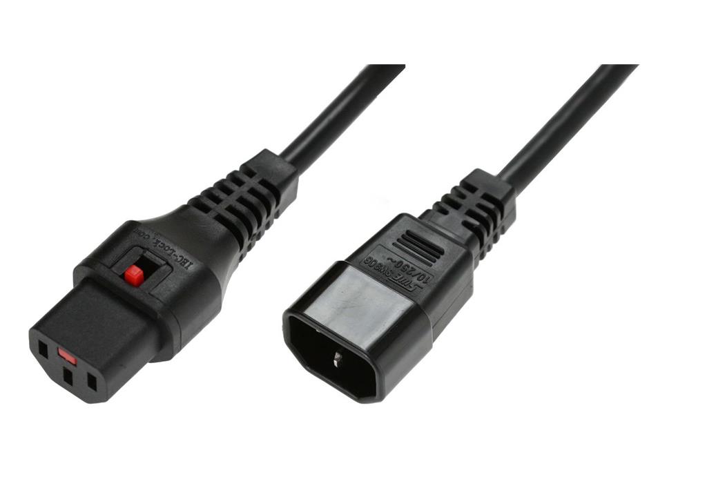  Kabel napajalni C13 IEC Lock - C14 Črn