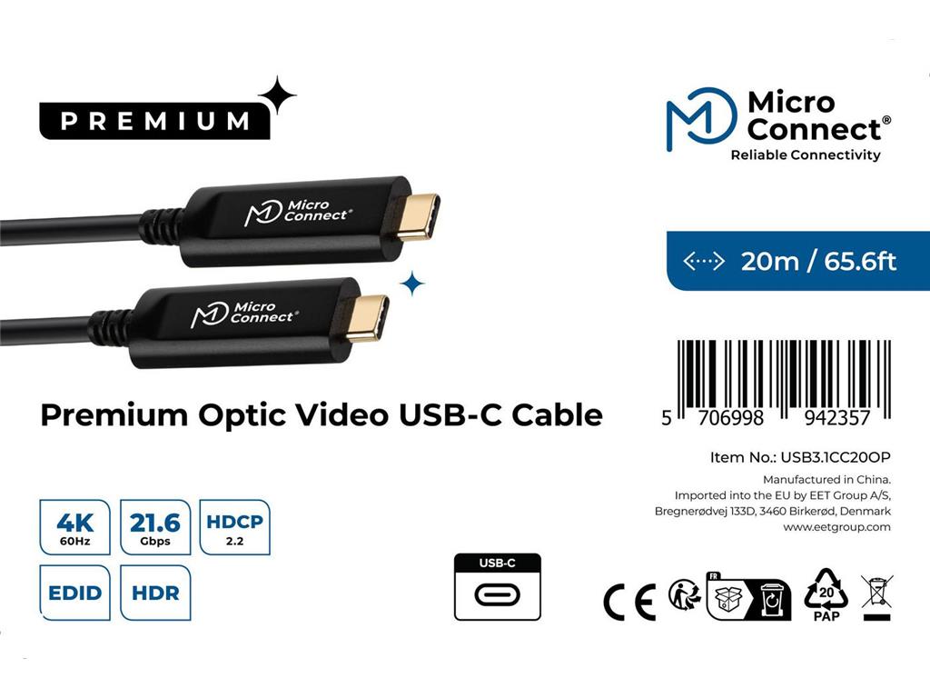 MicroConnect Kabel Premium Optični USB-C, 20m