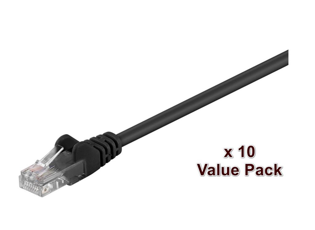 MicroConnect Kabel U/UTP CAT5e 1m Črn 10 Pack