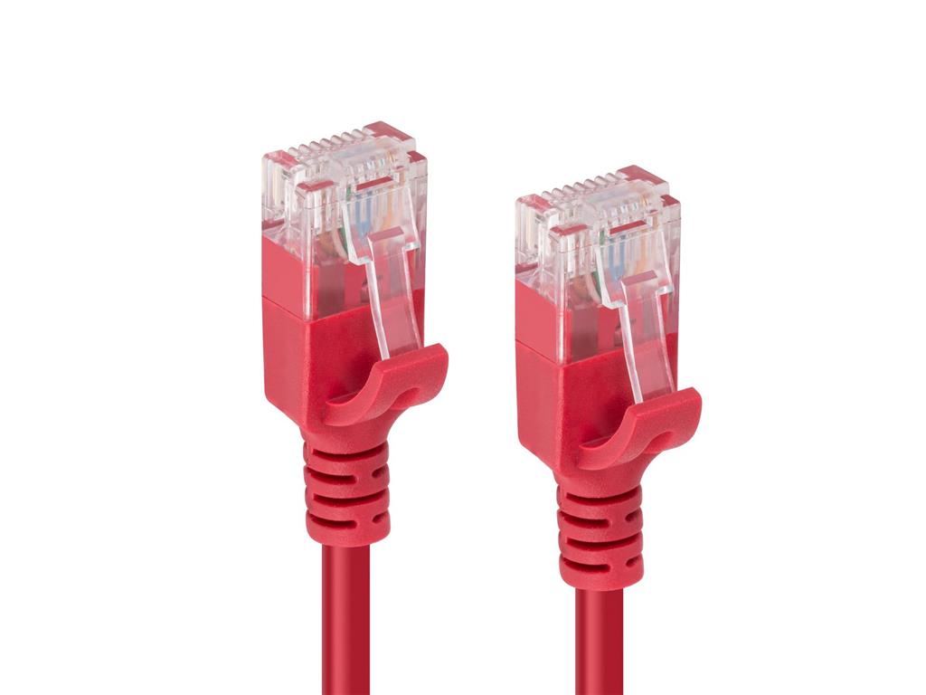 MicroConnect Kabel U/UTP CAT6A tanek 0.5M Rdeč