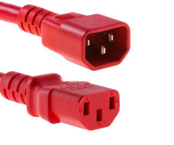 MicroConnect Kabel napajalni C13 - C14 3m Rdeč