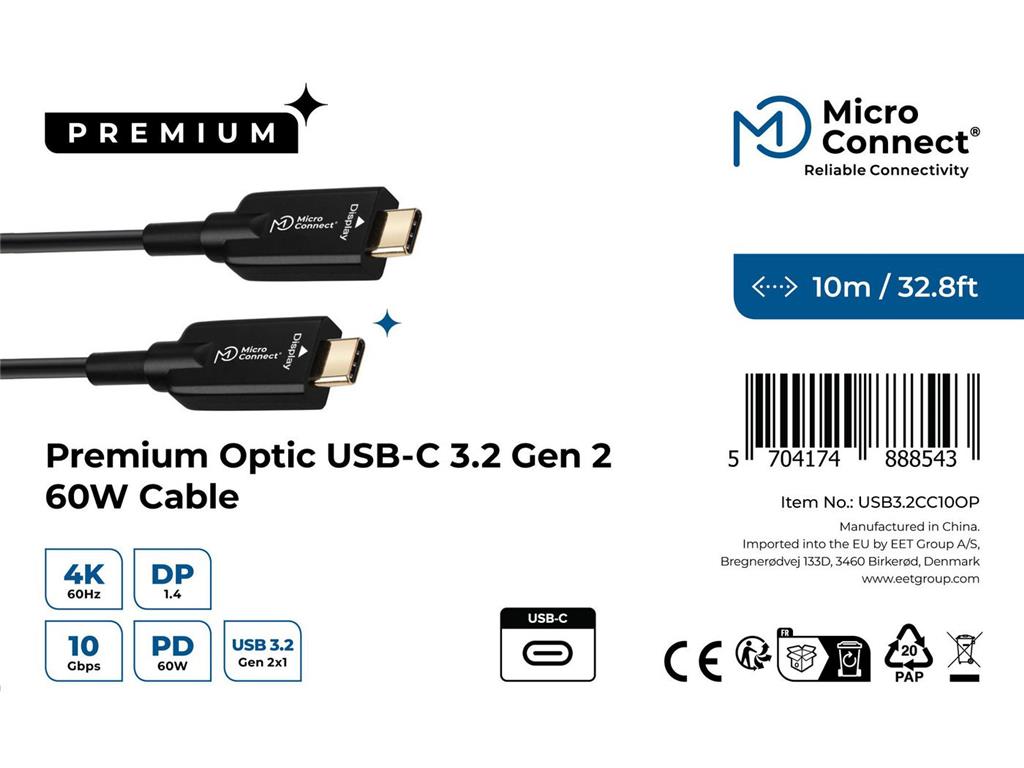 MicroConnect Premium optični kabel USB C-C, 10m