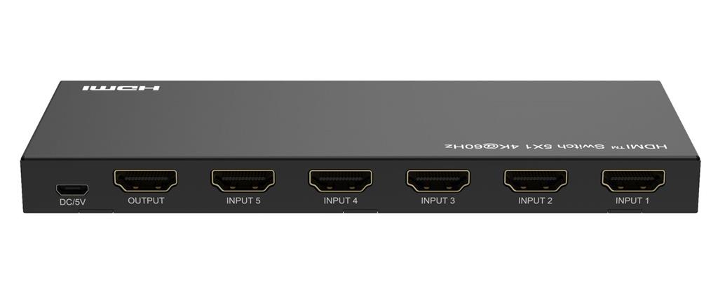 MicroConnect 4K@60Hz HDMI Switch 5x1, HDCP 2.2