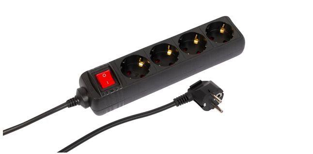 MicroConnect Razdelilnik 4 vtičnice Schuko 3m Črn