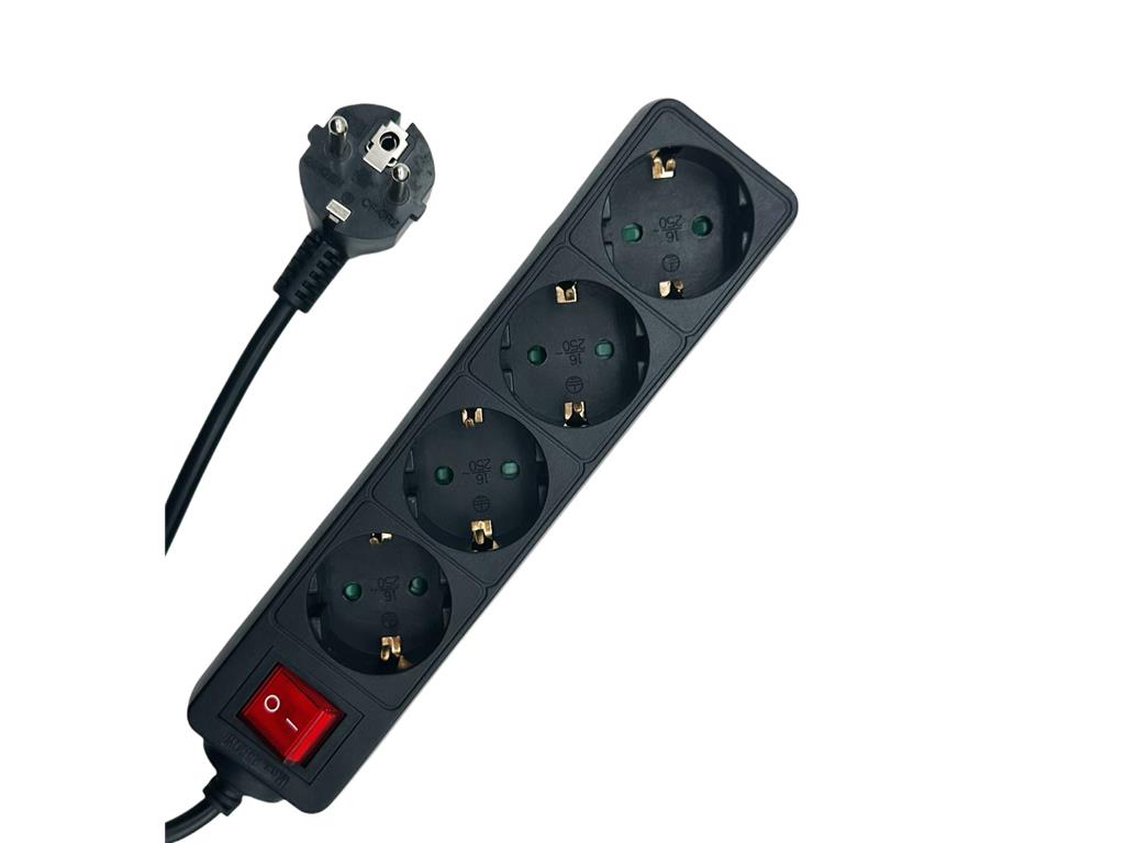 MicroConnect Razdelilnik 4 vtičnice Schuko 5m Črn