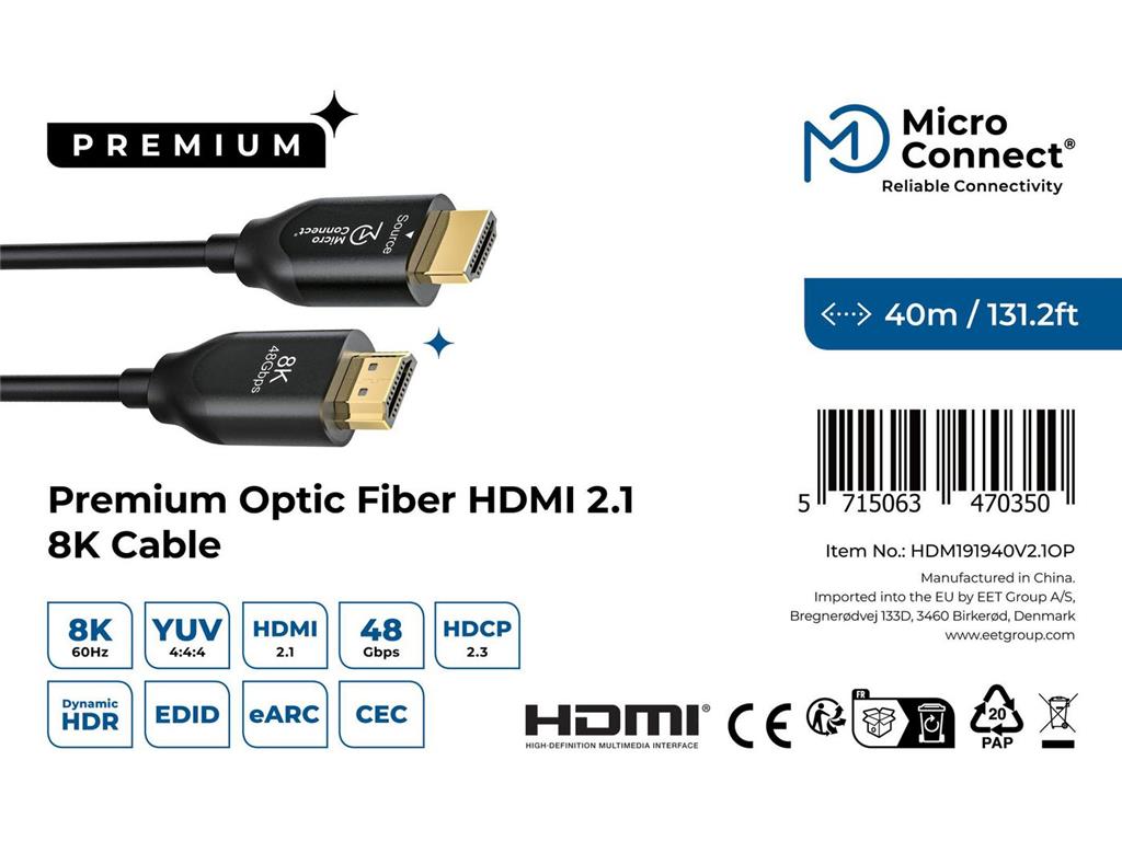 MicroConnect Premium optični aktiv. HDMI 2.1 8K, 40m
