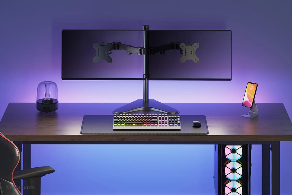 Neomounts Gibljivo namizno stojalo za 2 monitorja