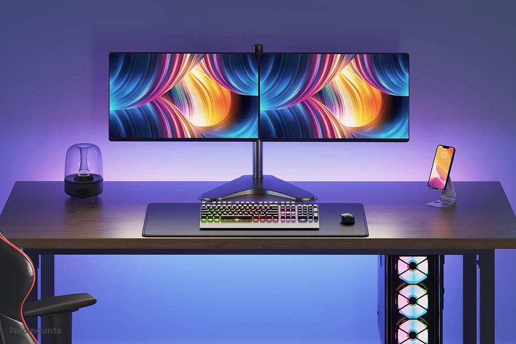 Neomounts Gibljivo namizno stojalo za 2 monitorja