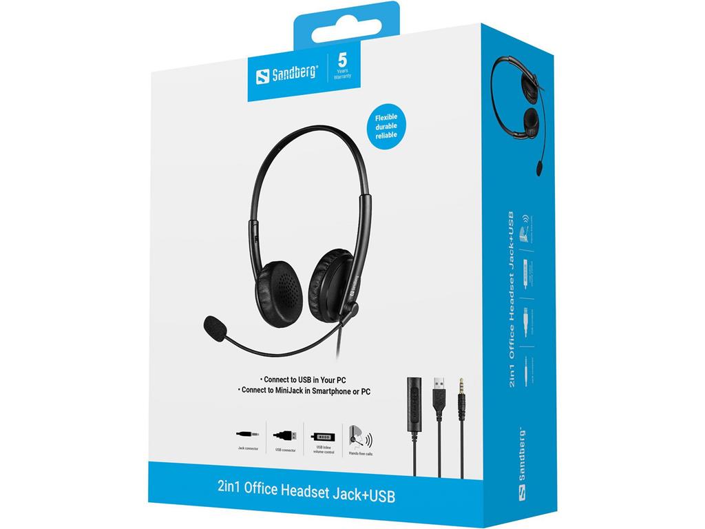 Sandberg 2in1 office headset jack+usb