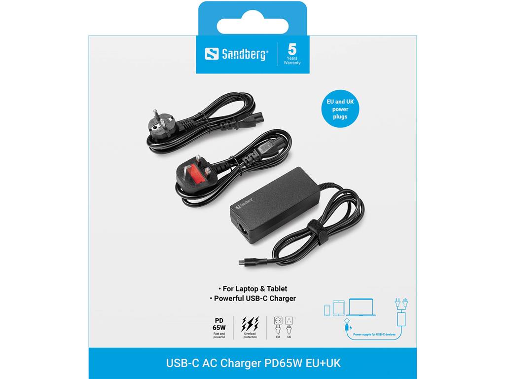 Sandberg USB-C AC napajalnik PD65W