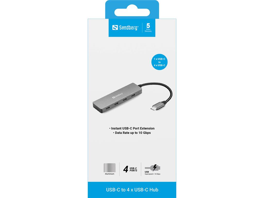 Sandberg USB-C na 4 x USB-C razdelilec