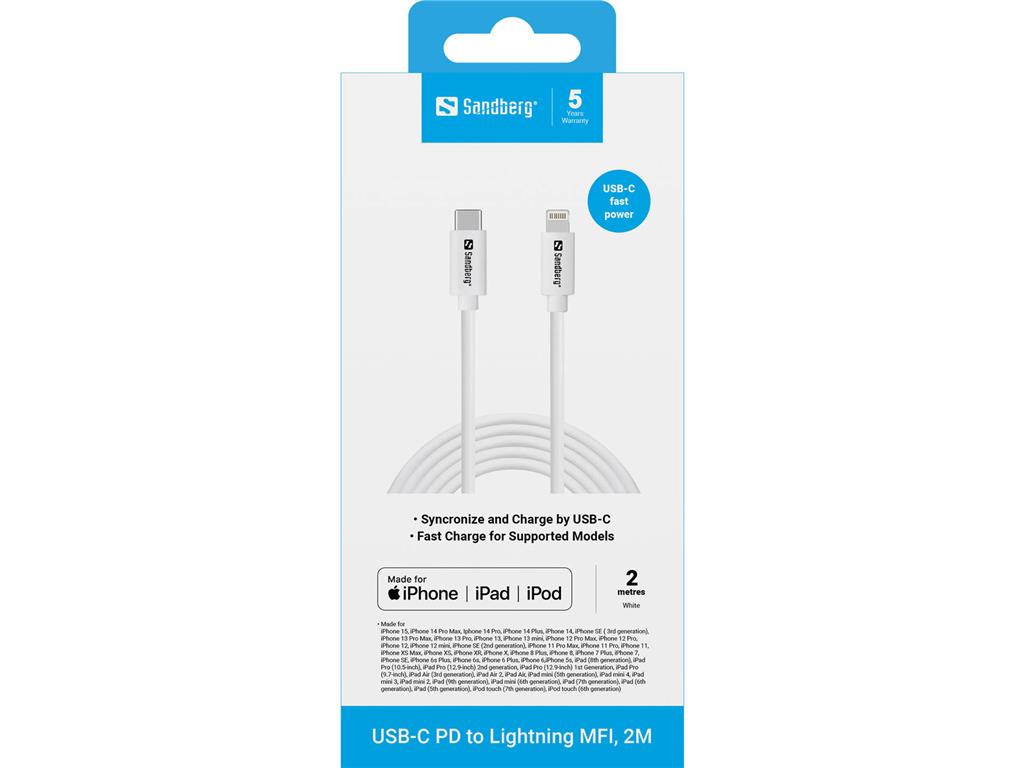 Sandberg USB-C PD na Lightning MFI, 2M
