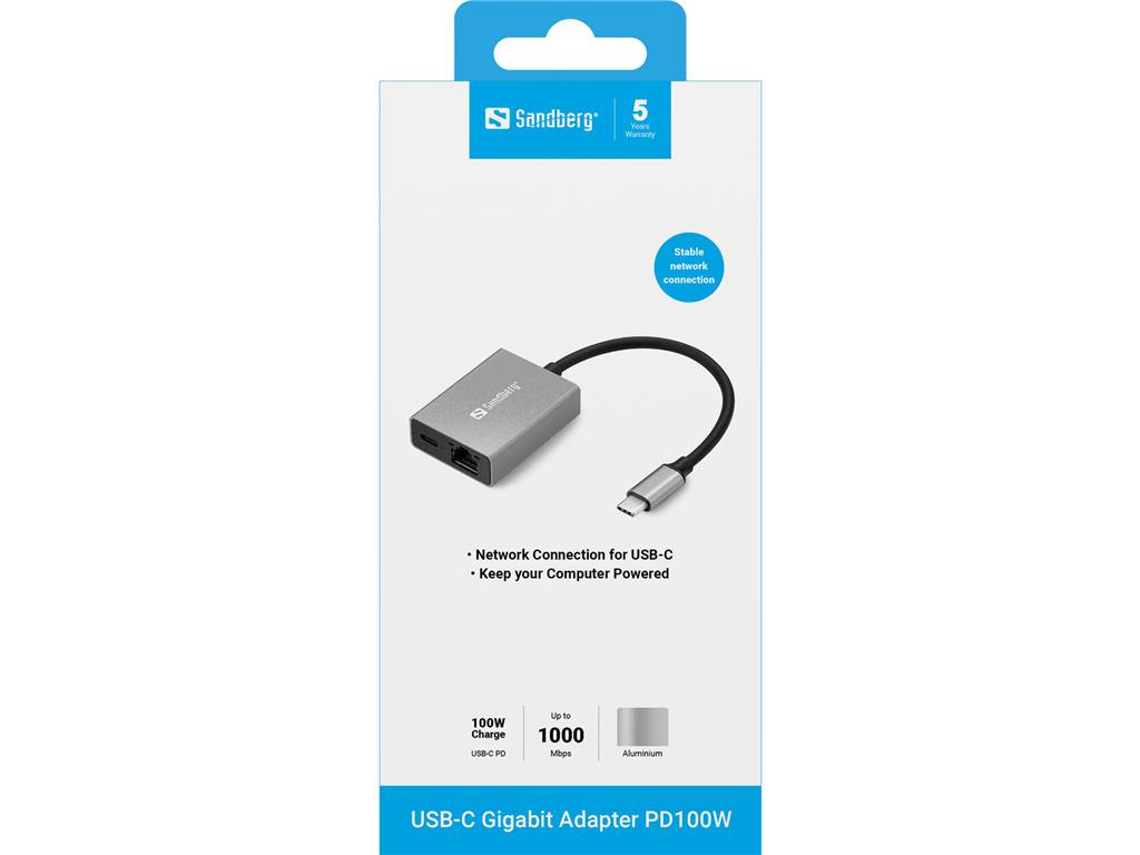 Sandberg USB-C gigabitni adapter PD100W