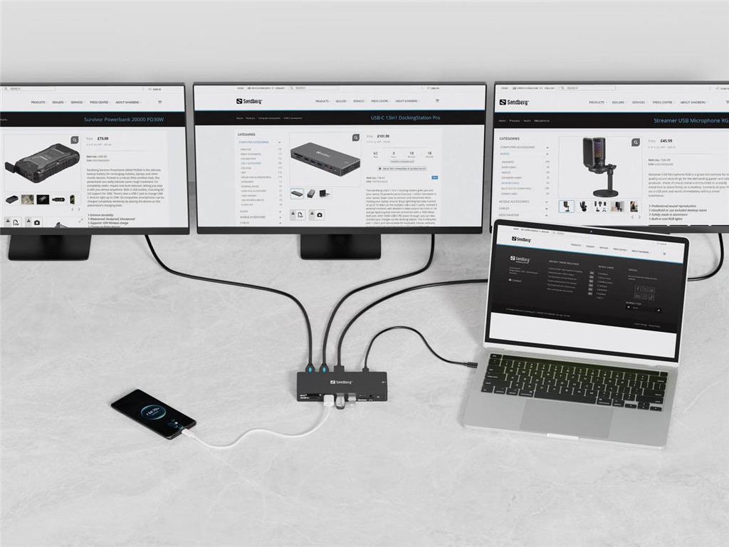 Sandberg USB-C hub razdelilnik Pro, 13-v-1