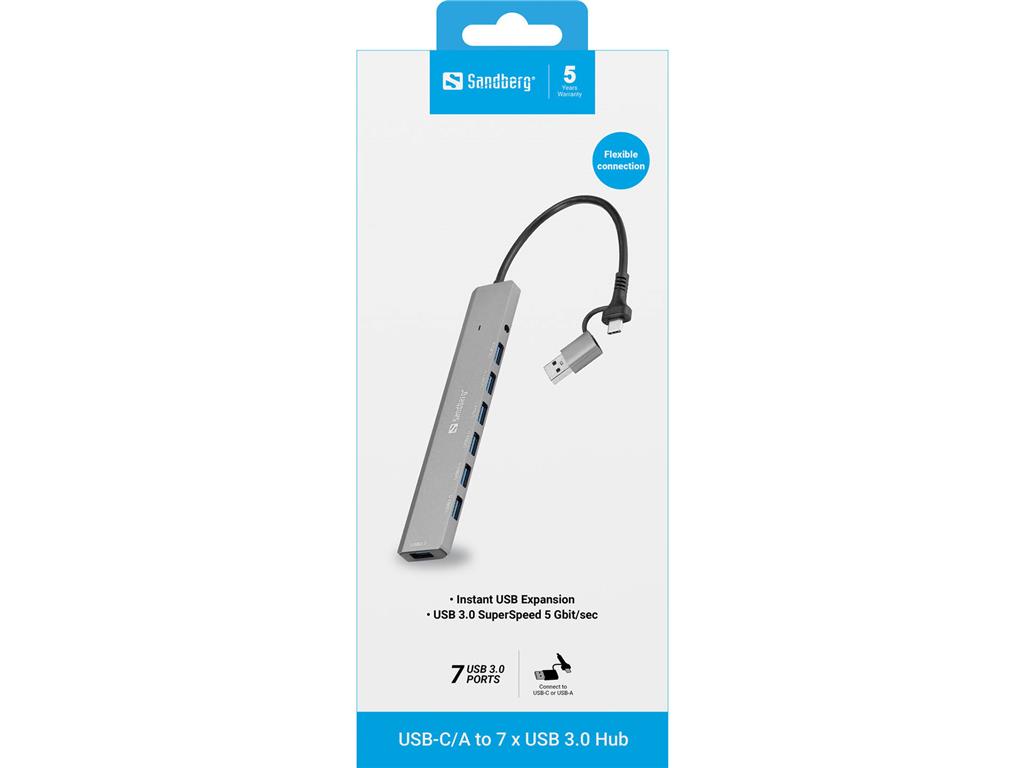 Sandberg USB-C/A na 7 x USB 3.0 razdelilec