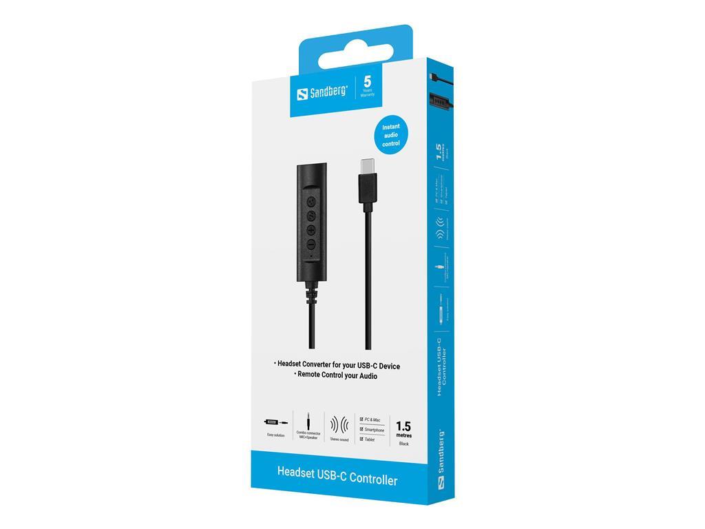 Sandberg USB-C kontroler za slušalke, 1.5m