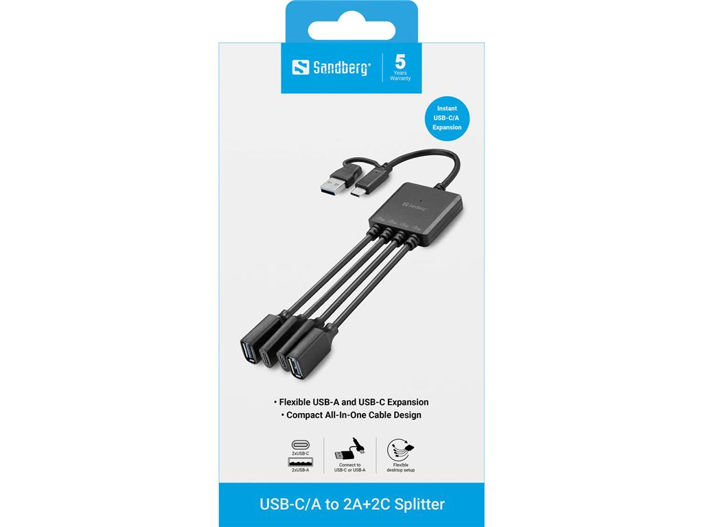 Sandberg USB-C razdelilnik C/A