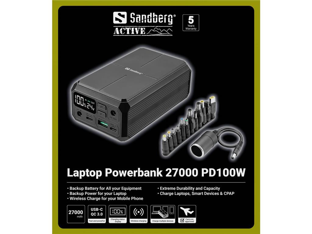 Sandberg Powerbank za prenosnik 27.000 PD100W