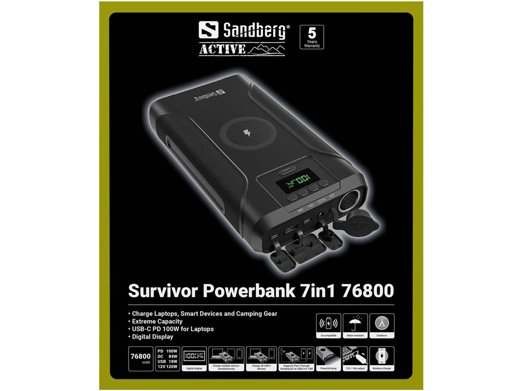 Sandberg Survivor Powerbank 7-v-1 76.800