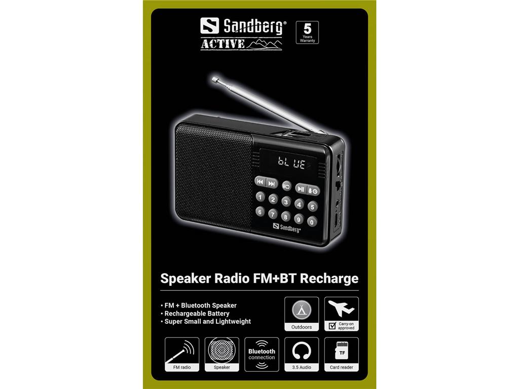 Sandberg Speaker Radio FM+BT polnilni