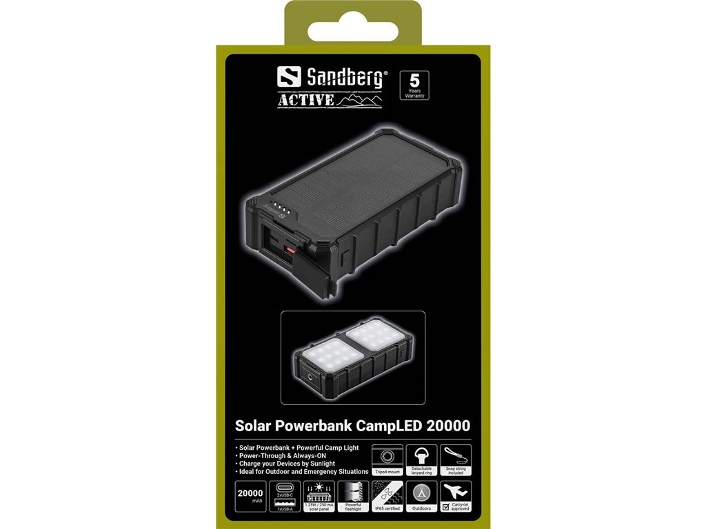 Sandberg Solarna baterija Powerbank CampLED