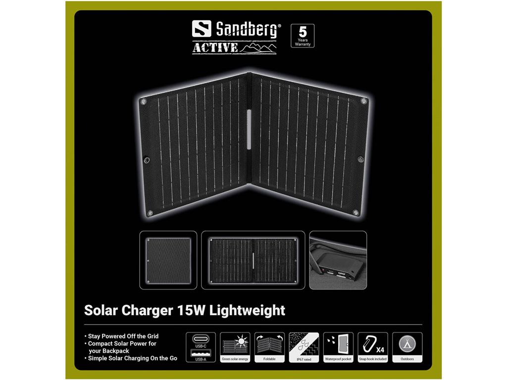 Sandberg Solarni polnilnik 15W, lahki