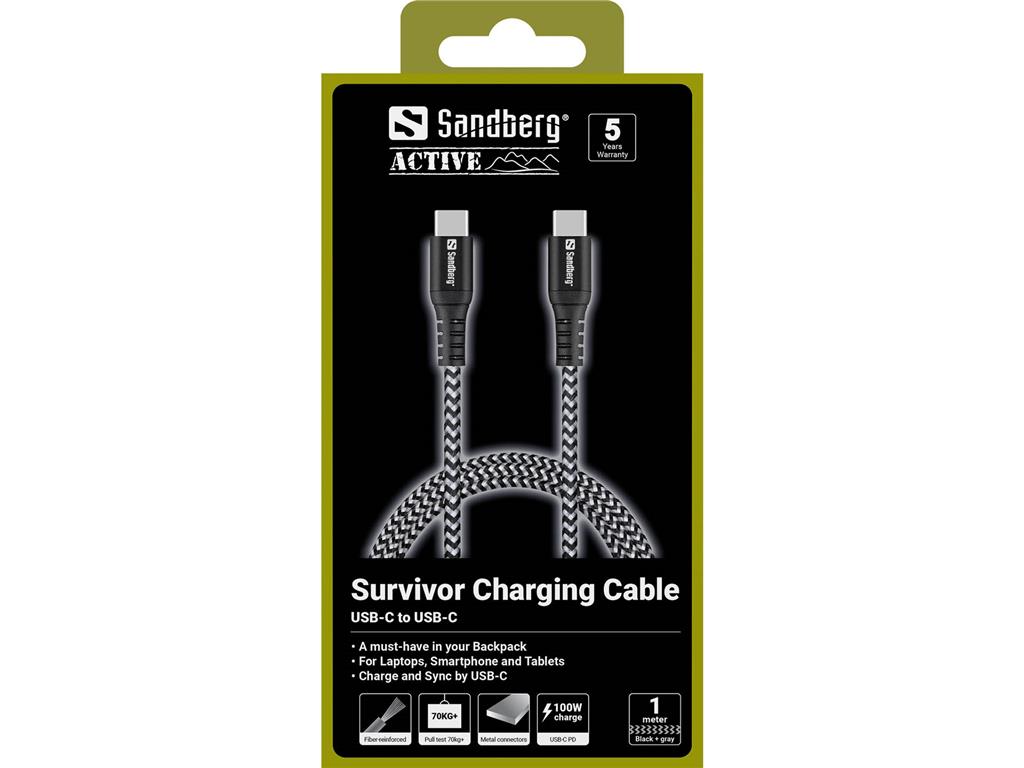 Sandberg Survivor USB-C kabel 1M, 100W