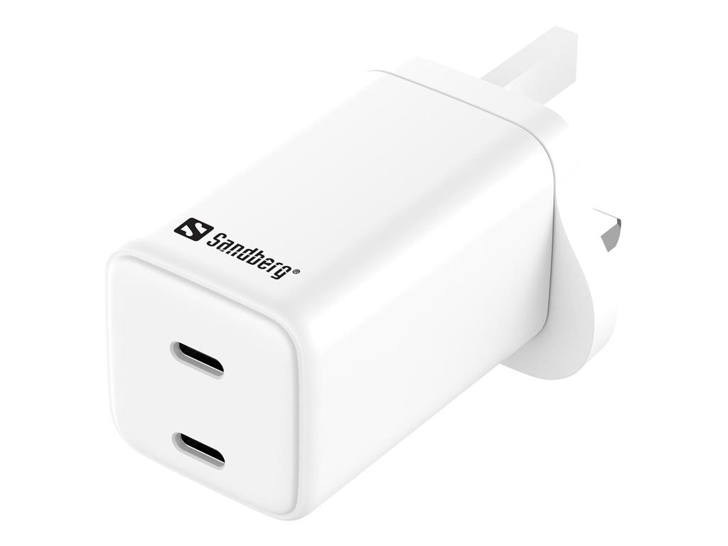 Sandberg AC polnilec dvojni USB-C PD65W UK