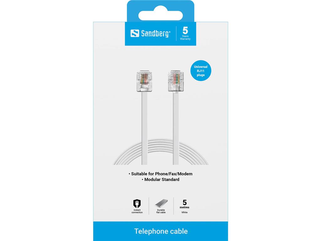 Sandberg Telefonski kabel RJ11-RJ11 5 m