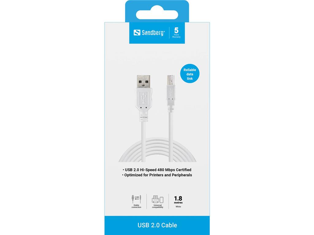 Sandberg USB 2.0 A-B moški 1.8 m