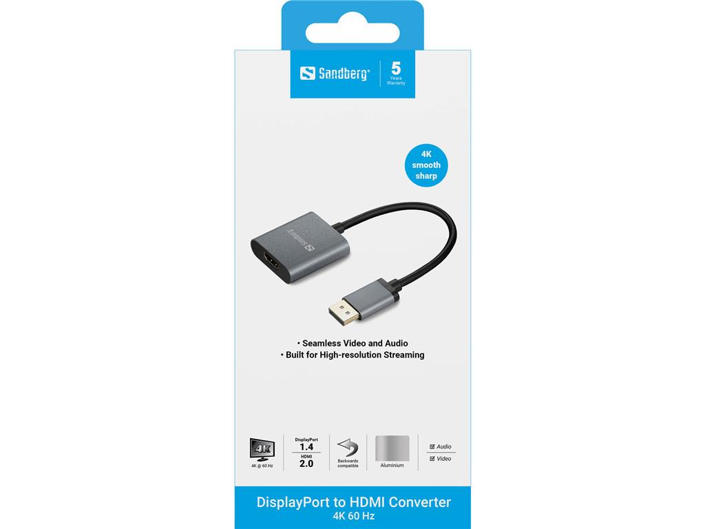 Sandberg DisplayPort 1.4 na HDMI 2.0 4K adapter