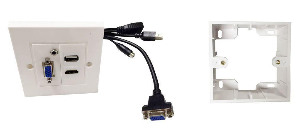 Vivolink Stenska doza HDMI + USB2.0 + 3.5mm + VGA