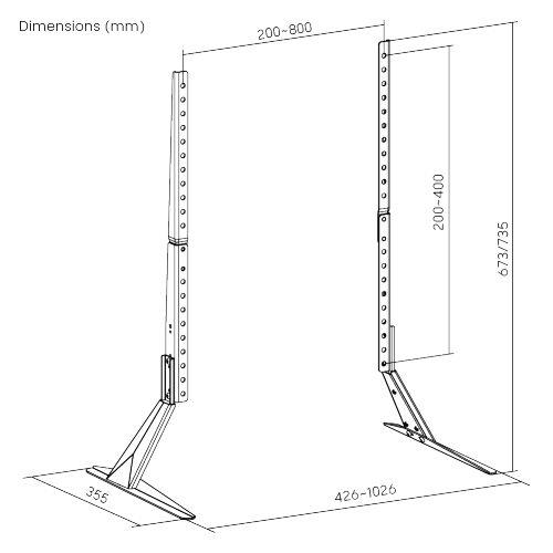 Vivolink Jekleno namizno stojalo. 23"-75", črn